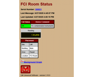 Device Current Status page for FCI Room device
